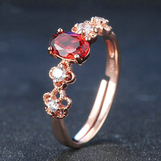 925 Sterling Silver Ring For Women Red Garnet